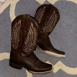All Leather👀Brown Western Cowboy Boots with Embroidered Design🥳🥳❌❌